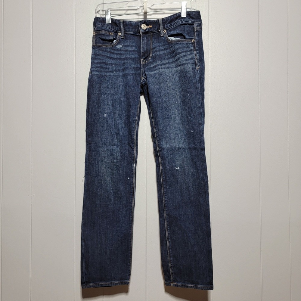 Express Skinny Low Rise‎ Jeans Dark Wash Paint Splatter Distressed Size 4s